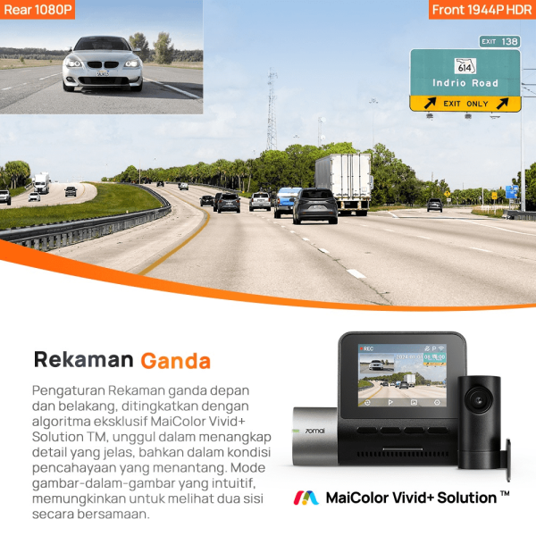 70mai Dash Cam A510 Set GPS Sony Starvis 2 4G Live Control HDR Front 1944P Rear 1080P - Image 6