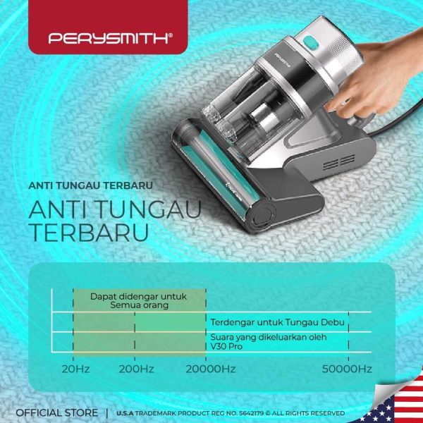 PerySmith V30 Pro Ultrasonic Double Dust Cup Anti Dust Mite UV - Image 3