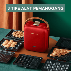 PerySmith WM360 3 in 1 Waffle Maker Listrik Nonstick Alat Pembuat Waffle Elektrik