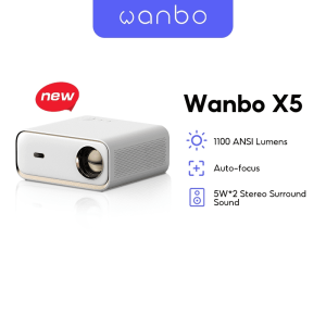 Wanbo X5 1100 ANSI Smart Proyektor Lumens 1080P Decode 4K Auto Focus 1G+16G WiFi 6